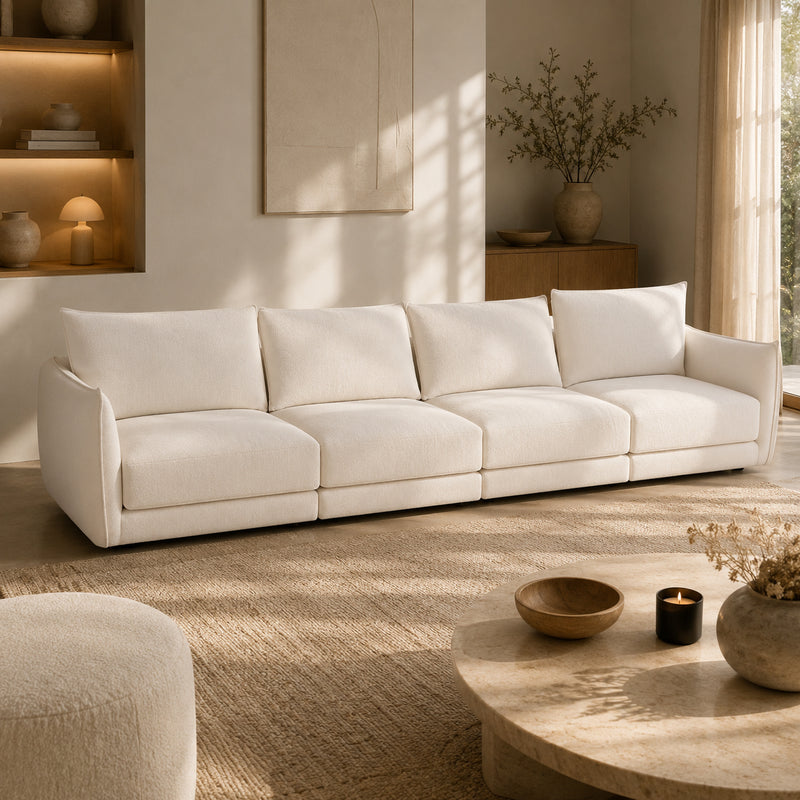 Luna Sofa Beige 4 Seater