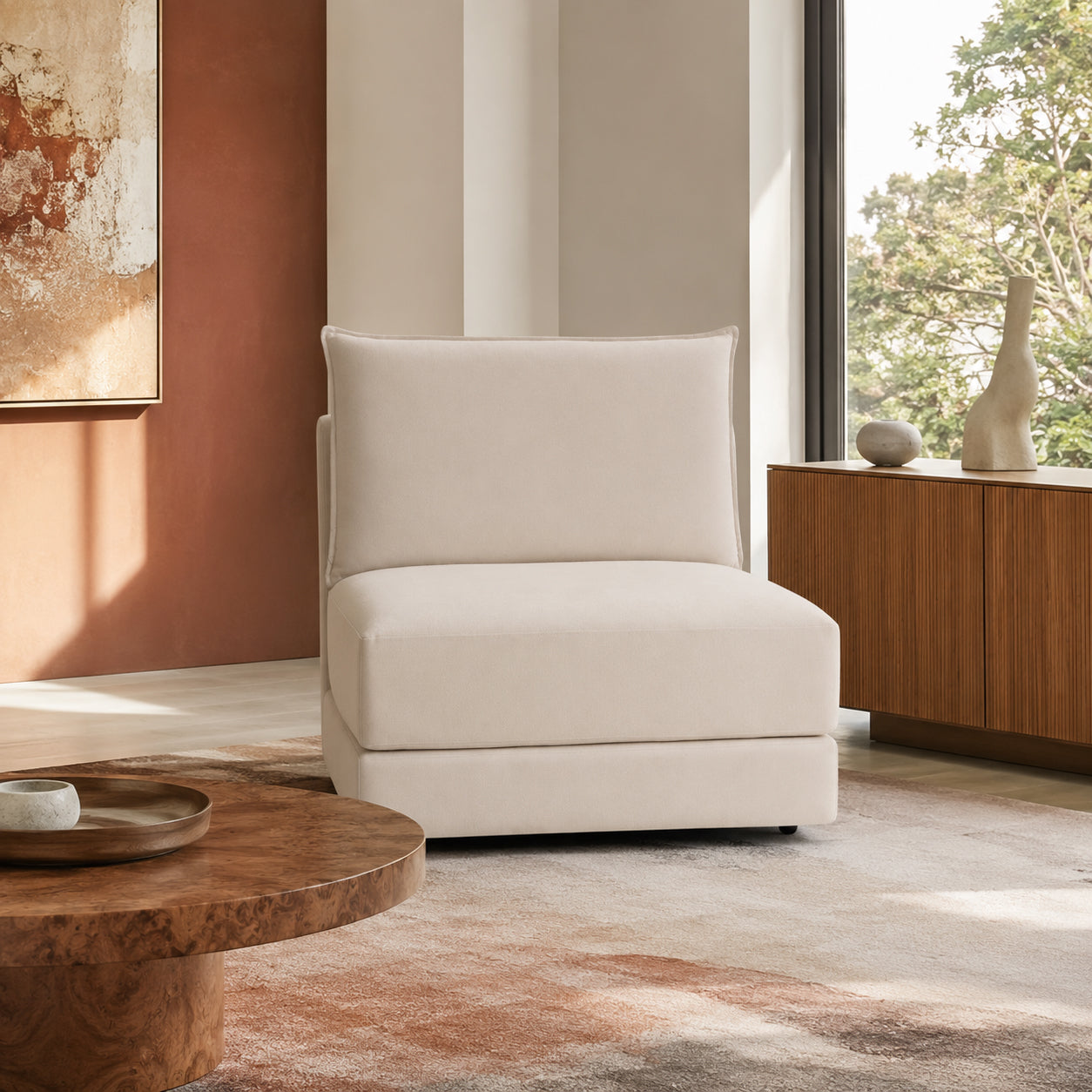 Luna Sofa Beige Armless Piece