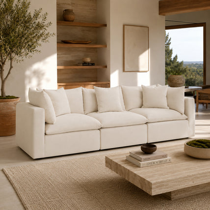 Mira Feather Cloud Sofa Beige 3 Seater