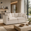 Mira Piped Feather Cloud Sofa Beige 2 Seater
