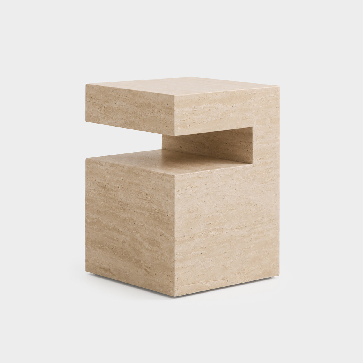 Notch Side Table-Travertine