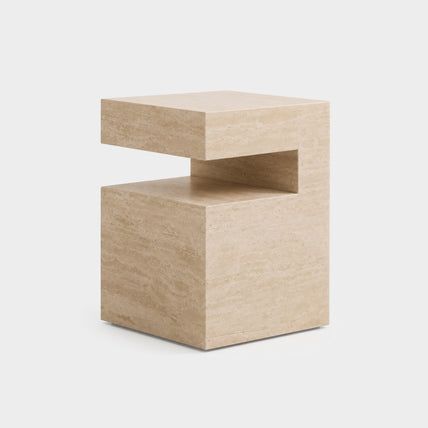 Notch Side Table-Travertine