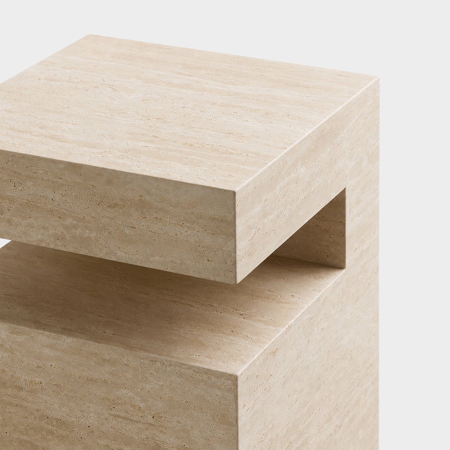 Notch Side Table-Travertine