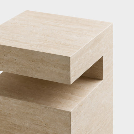 Notch Side Table-Travertine