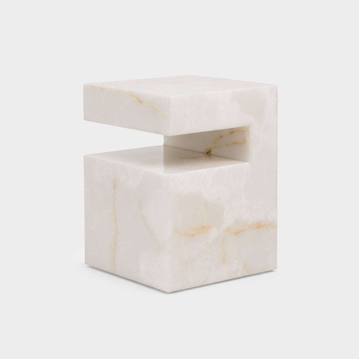 Notch Side Table-White Onyx