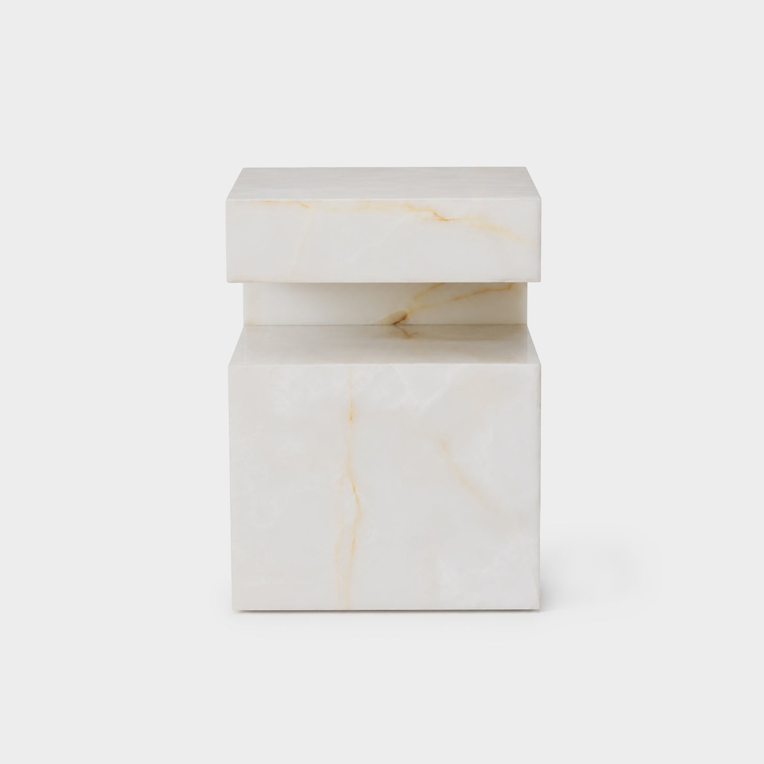 Notch Side Table-White Onyx