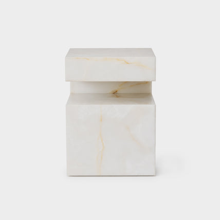 Notch Side Table-White Onyx