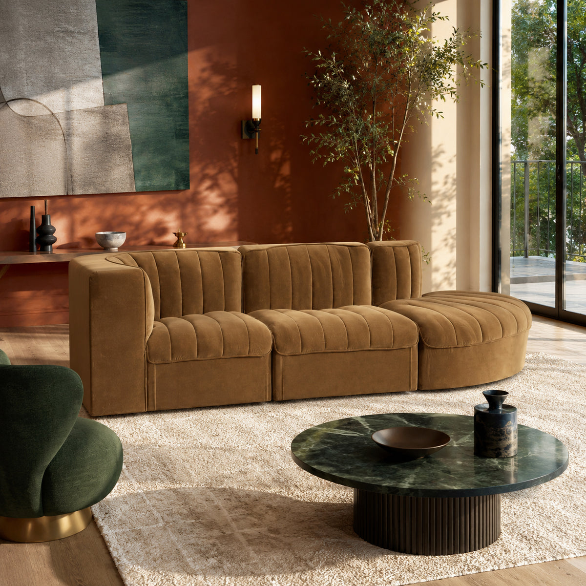 Oura Sofa Mocha Curve Sectional