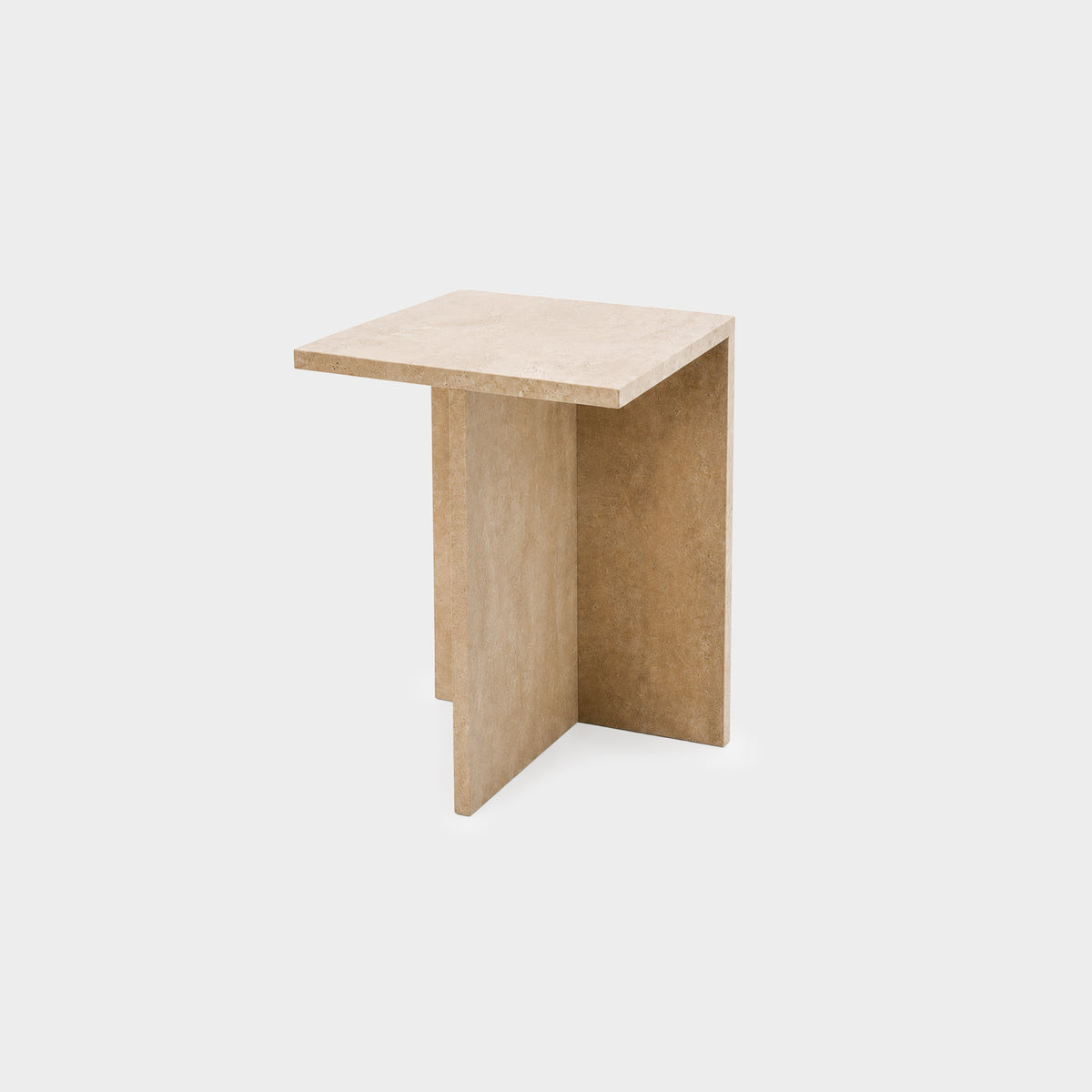 Peach Side Table Beige Unfilled Travertine
