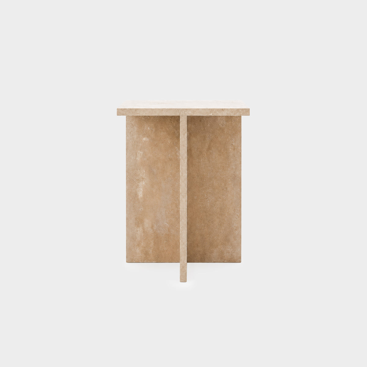 Peach Side Table Beige Unfilled Travertine
