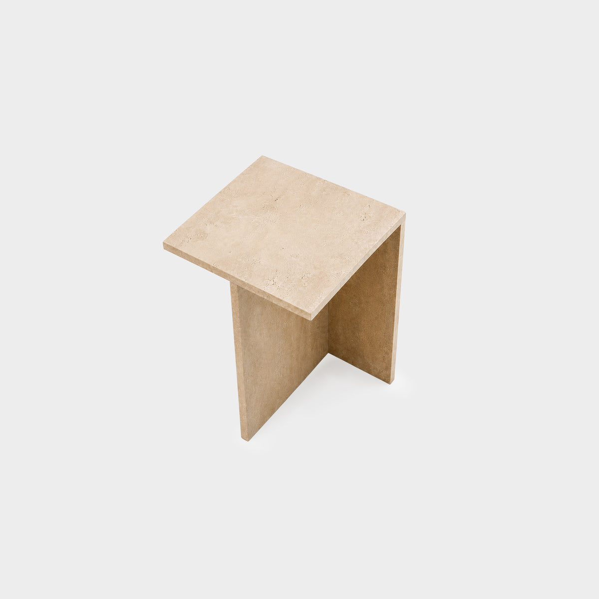 Peach Side Table Beige Unfilled Travertine