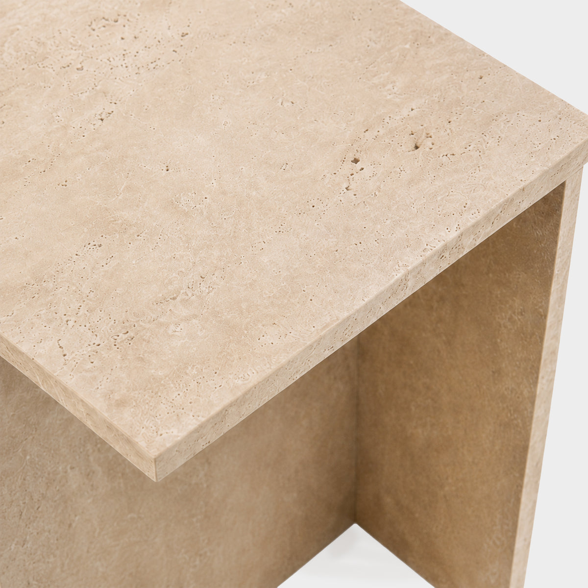 Peach Side Table Beige Unfilled Travertine