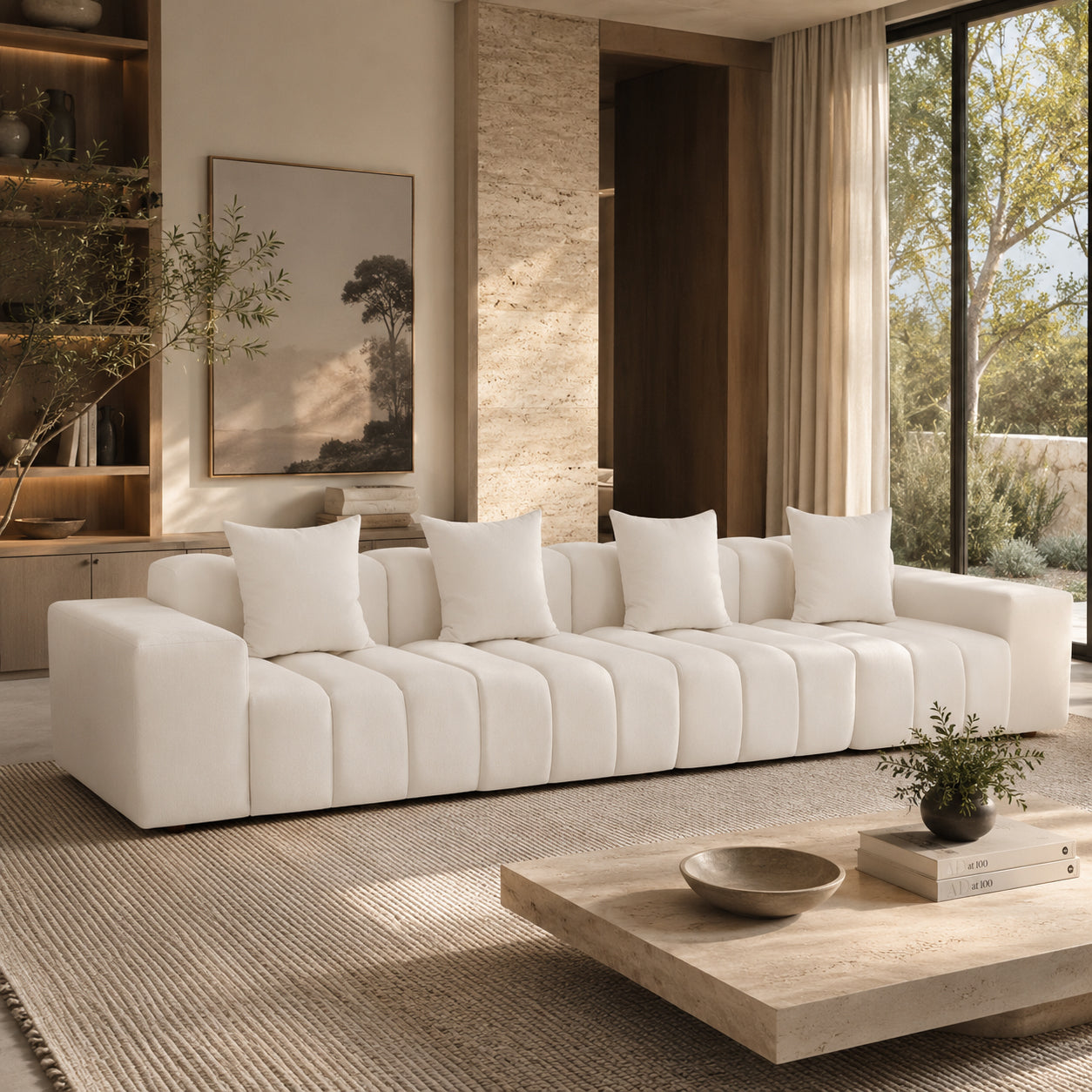 Raha Sofa Beige 4 Seater