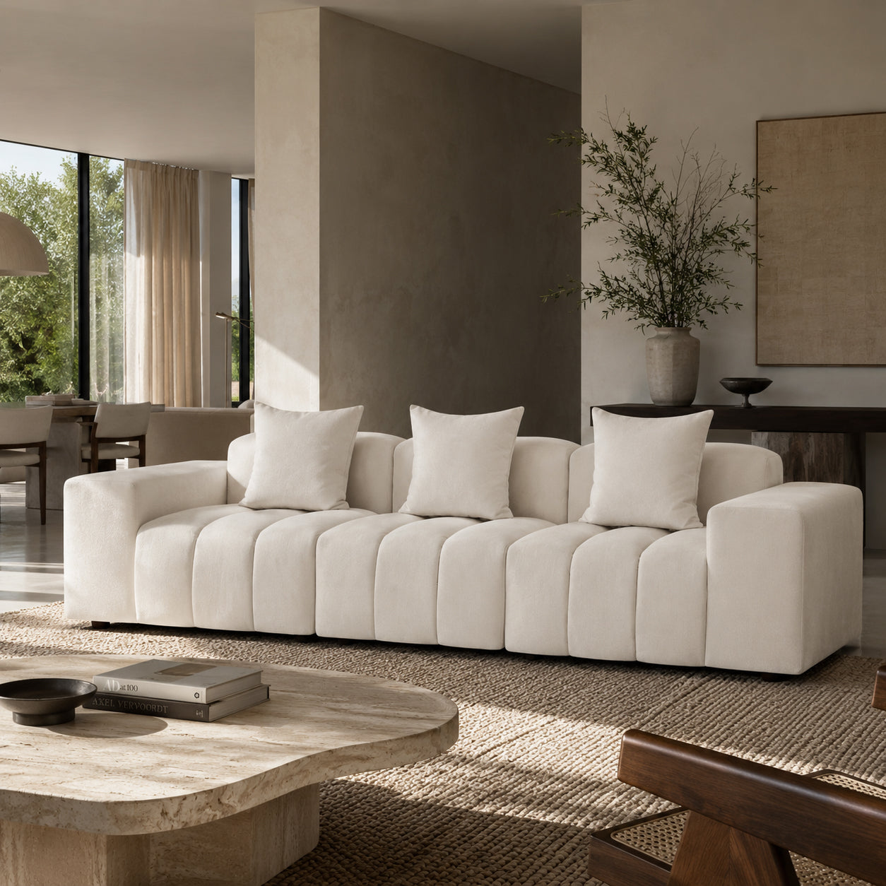 Raha Sofa Beige 3 Seater