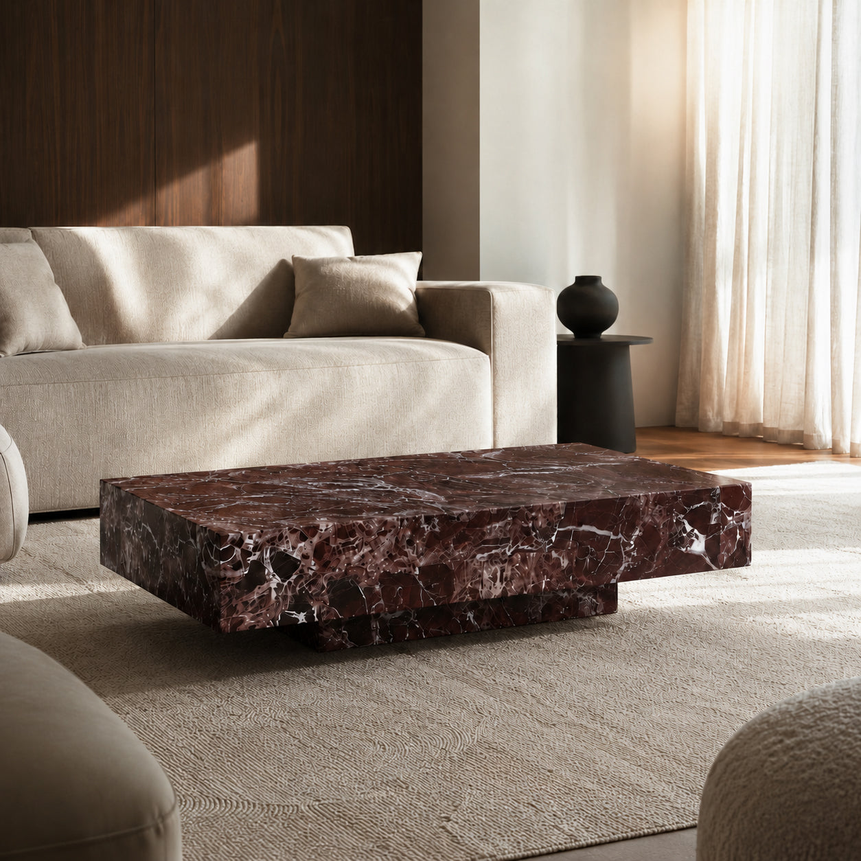 Block Coffee Table-Rosa Levanto Maroon