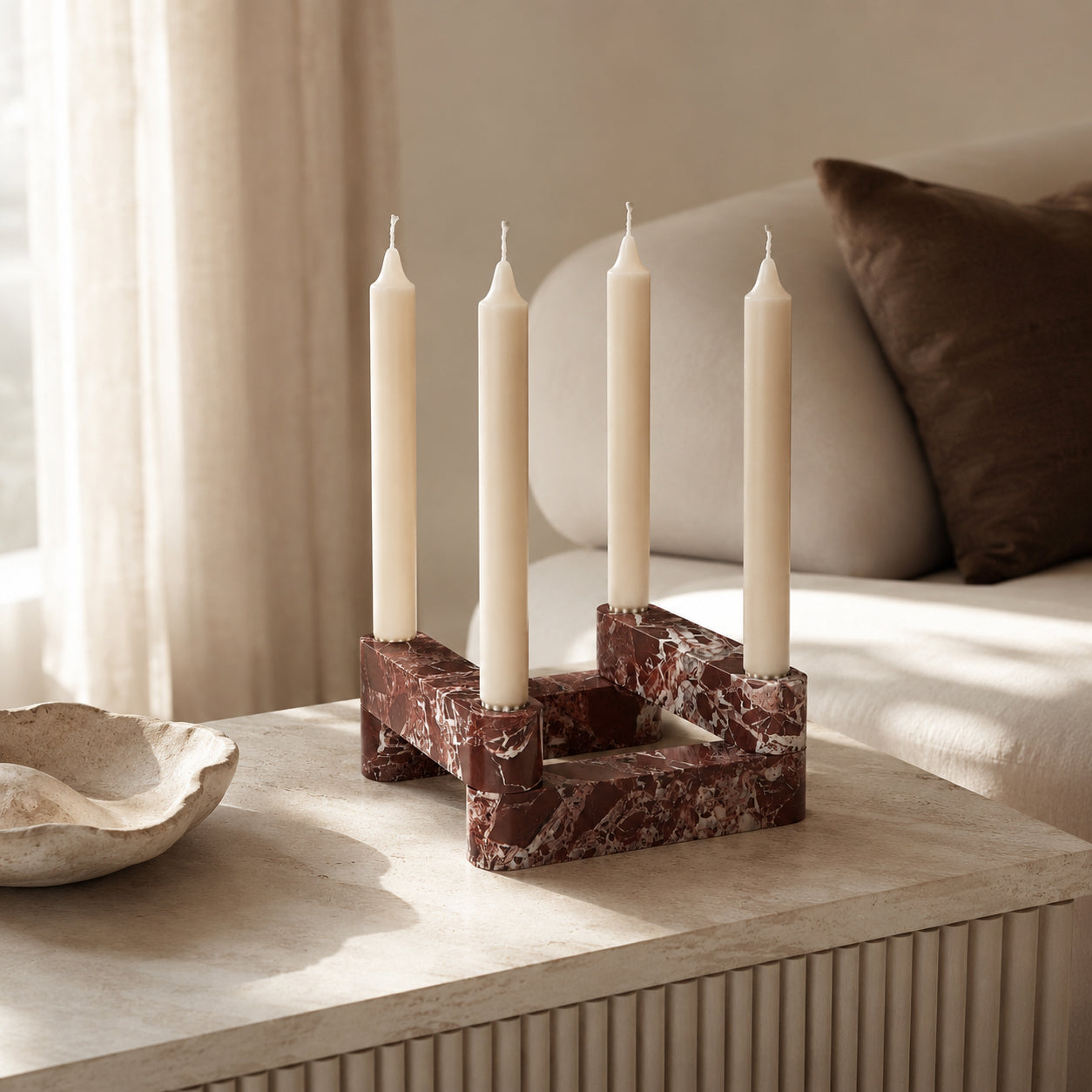 Rosso Candle Holder Maroon
