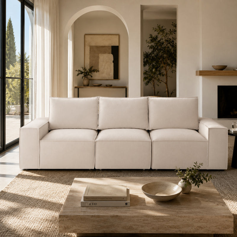 Sadir Sofa Beige 3 Seater