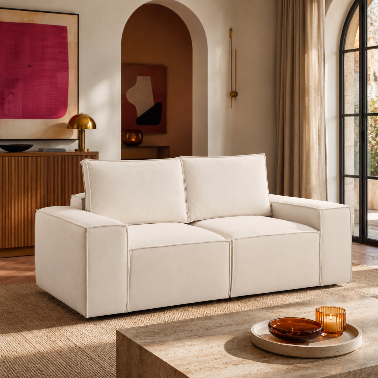Sadir Sofa Beige 2 Seater