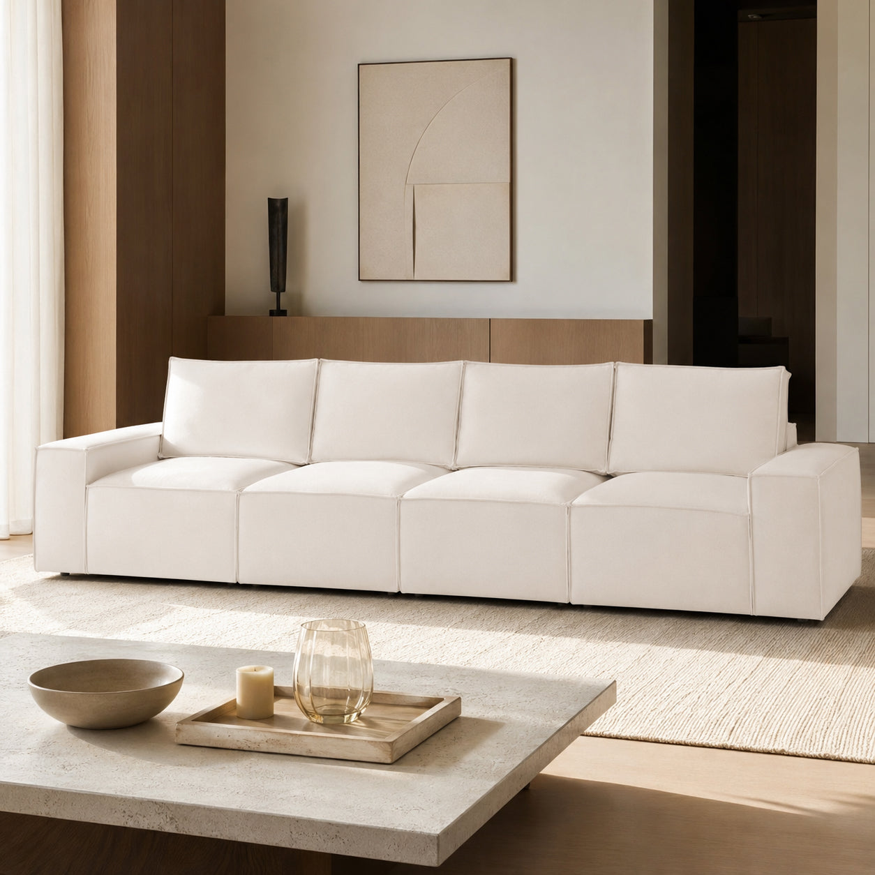 Sadir Sofa Beige 4 Seater