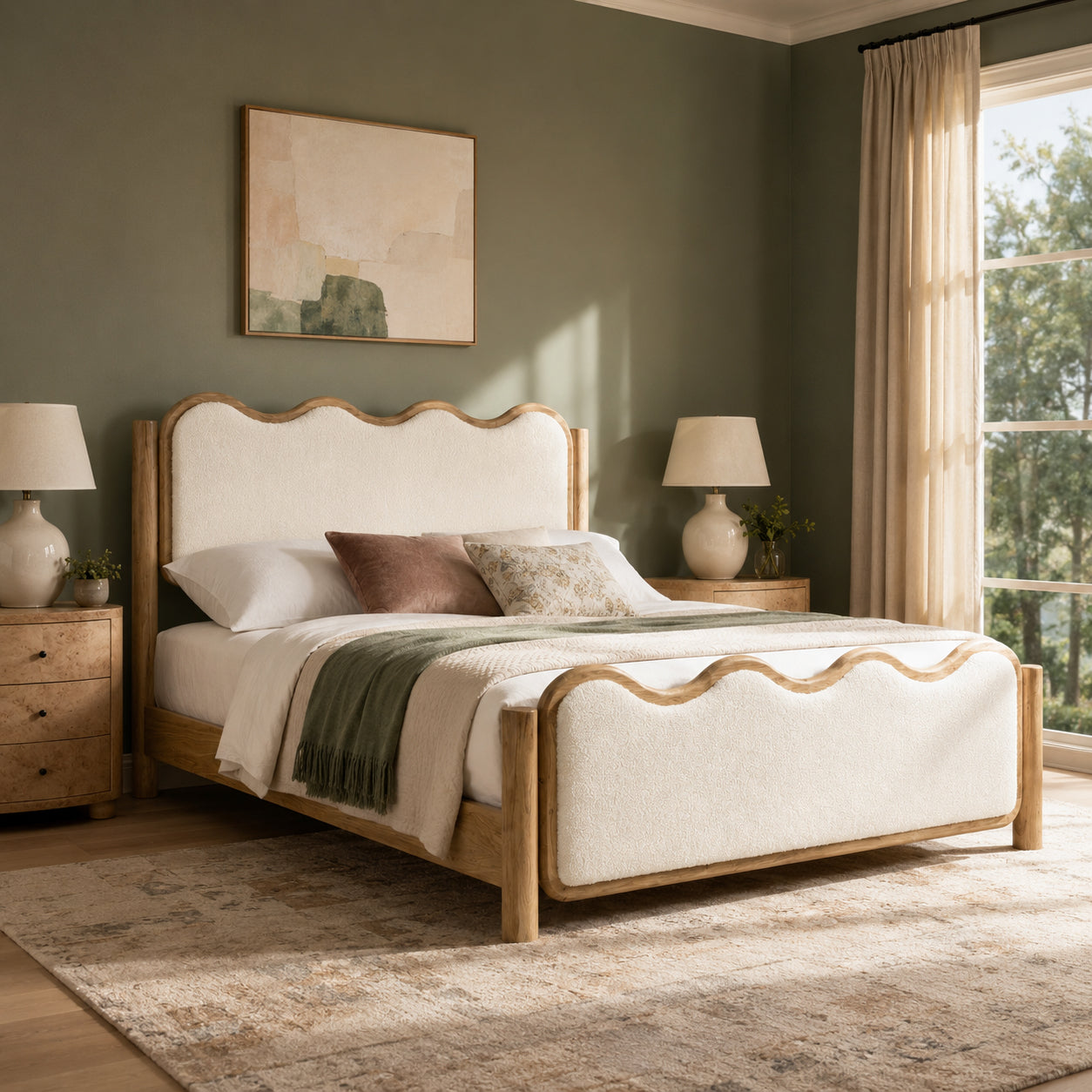Willow Wave Bed Light Oak